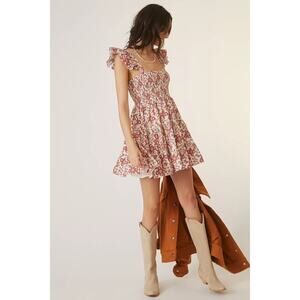 New Anthropologie FOREVER THAT GIRL Floral Sweetheart Mini Dress $148 XS Pink